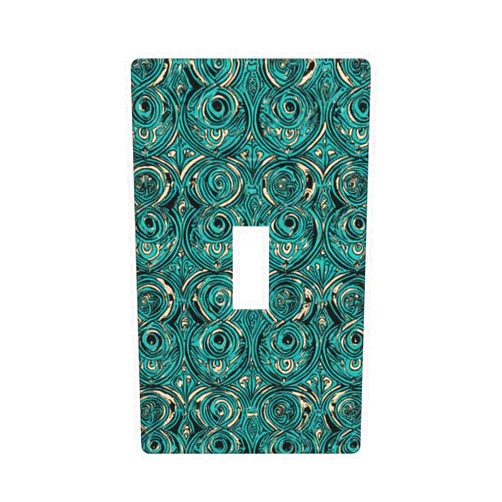 Retelly Vintage Style Seamless Spiral Turquoise Pattern Decorative Rocker Switch Wall Plate - Durable PC Material
