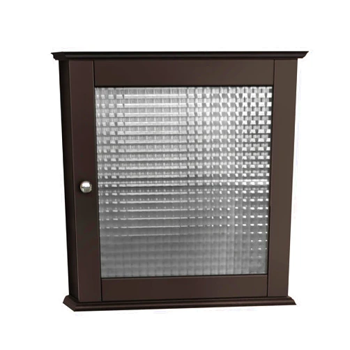 Teamson Home Chesterfield Removable Wall Wooden Medicine Cabinet with 1 Fixed Shelf 2 Storage Spaces and 1 Waffle Texture Glass Door, Espresso