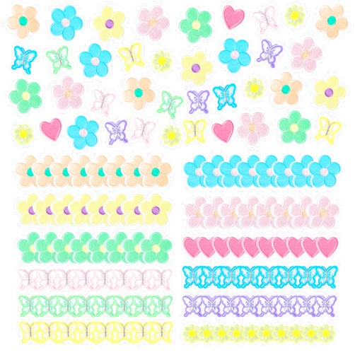 NICEVINYL Girls Patches Iron on Flower for Clothing: NICEVINYL 100PCS Pastel Butterfly Embroidered Patches for Jackets Shirts - Cute Applique Patches for School-Age Children