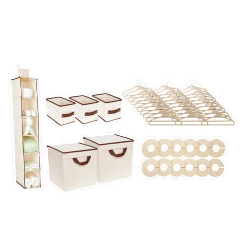 Delta Children Nursery Storage 48 Piece Set - Easy Storage/Organization Solution - Keeps Bedroom, Nursery & Closet Clean, Beige