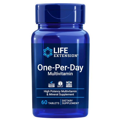 Life Extension One-Per-Day Multivitamin – Packed with Over 25 Vitamins, Minerals & Plant Extracts, Quercetin, 5-MTHF Folate & More – 1-Daily, Non-GMO, Gluten-Free – 60 Tablets
