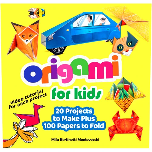 Mila Bertinetti Montevecchi Origami for Kids: 20 Projects to Make Plus 100 Papers to Fold (Happy Fox Books) Fun and Creative Paperfolding Kit with Easy Fold Lines and Instructions for Bunnies, Crabs, Bugs, Dogs and More
