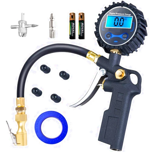 PINKJOY Digital Tire Pressure Gauge with Inflator, 250 PSI Air Chuck and Compressor Accessories Heavy Duty with Quick Connect Coupler, 0.1 Display Resolution for Car, SUV, Truck, Motorcycle, RV