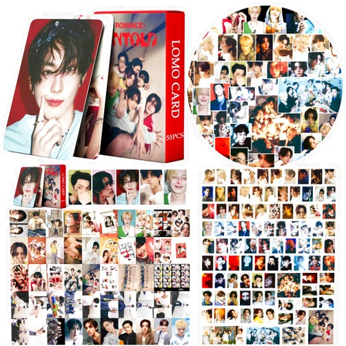 PYAJUU 155Pcs ENHYPEN Romance: Untold Album Photocard Set K-pop 55Pcs ENHYPEN Photocards and 100Pcs ENHYPEN Untold Stickers Pack ENHYPEN Merch