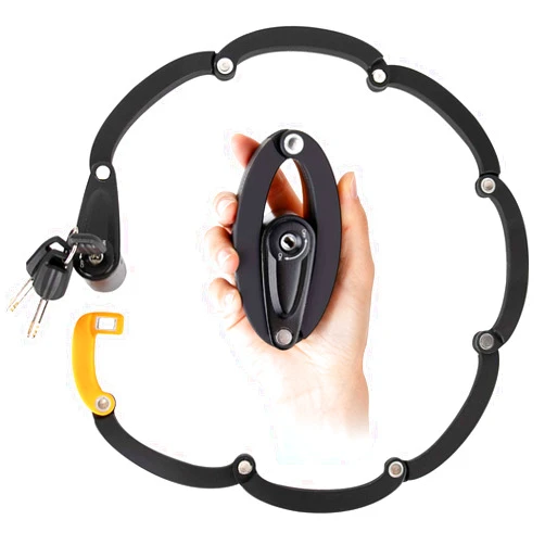 WOTOW Folding Bike Lock, Heavy Duty Steel Foldable Bike Chain Lock with Mounting Bracket, 35” Unfolding Anti Theft Bicycle Lock with 3 Key for Mountain Road City Bikes Scooter Motorcycle