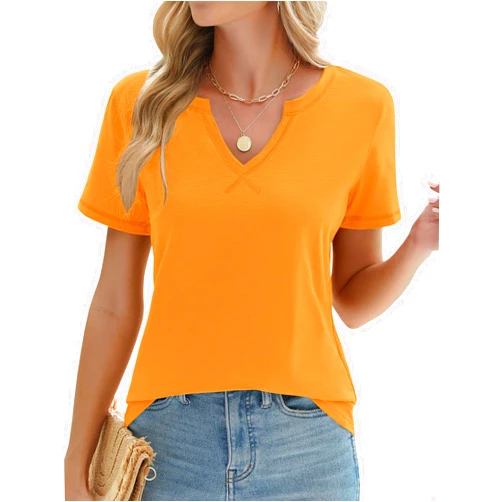 LOMON Womens Short Sleeve T Shirts V Neck Cute Basic Tee Summer Tops Dressy Casual