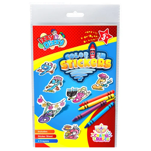 Izzy 'n' Dizzy Hanukkah Color-in Stickers Art Kit - Includes 8