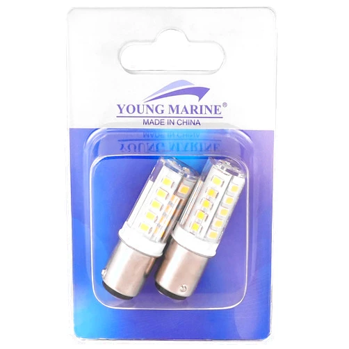 Young Marine Replacement LED Lamp for 3 Nautical Mile Navigation Anchor Lights All Round 360° White LED 12-24V, BA15D (LED Lamp)