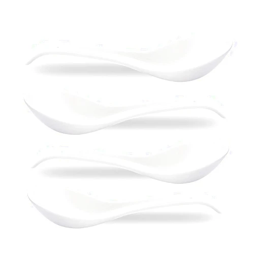 CHILDIKE Porcelain Soup Spoons Set of 4, Ceramic Chinese Soup Spoons 6.6 Inch, Asian Soup Spoons, Japanese Ramen Spoons, White