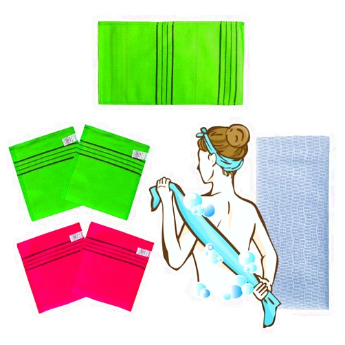 NOPIGO Korean Asian Exfoliating Bath Washcloth Mitt for Remove Dead Skin.Exfoliating Body Scrubber.Exfoliating Gloves for Body Scrub (Multi 6)
