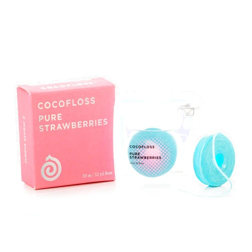 COCOFLOSS Coconut-Oil Infused Woven Dental Floss | Sustainability Pack | Strawberry | Dentist-Designed | Vegan and Cruelty-Free | 4 month Supply (32 Yds x 2 Units)