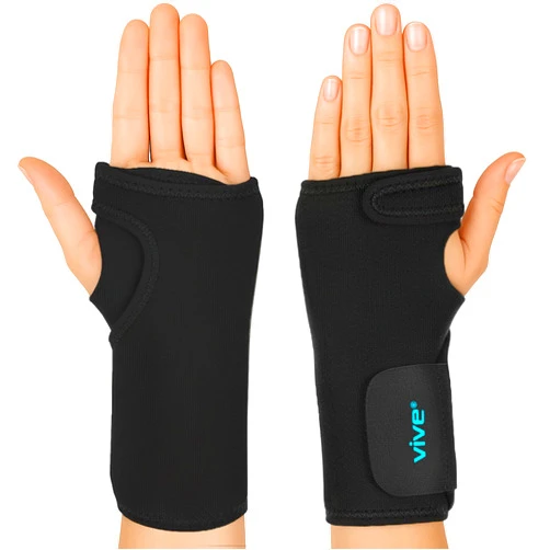 Vive Wrist Brace - Carpal Tunnel Hand Compression Support Wrap for Men, Women, Tendinitis, Bowling, Sports Injuries Pain Relief - Removable Splint - Universal Ergonomic Fit (Black, Left)