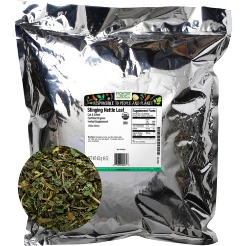 Frontier Co-op Organic Stinging Nettle Leaf, 1lb Bulk Bag, Cut & Sifted - Ideal for Making Nettle Tea, Kosher Certified
