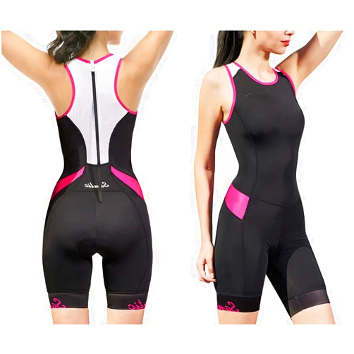 Santic Women's Triathlon Suit One-Piece Sleeveless Tri Suit Padded Quick-Dry Slimming for Running Swimming Cycling