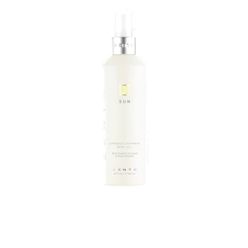 Zents Luminous Cashmere Body Oil (Sun Fragrance), Soften and Moisturize Skin with Vitamin E and Organic Coconut Oil, 8 fl oz