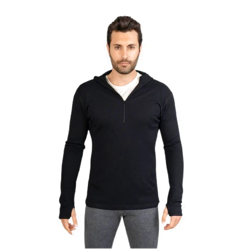Arms of Andes AoA Men's 230 Royal Alpaca Base Layer: (Half Zip Hoodie) Eco Hiking Sweatshirt