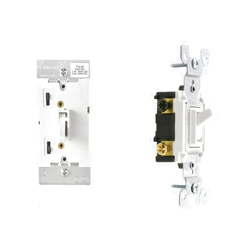 Leviton Toggle Slide Dimmer Switch for Dimmable LED, Halogen and Incandescent Bulbs, TSL06-1LW, White with Toggle 3-Way Switch