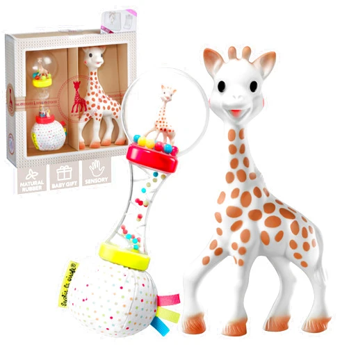 Sophie la girafe | Ready to Give Birth Box | Includes Sophie la girafe & Soft Maracas Rattle | Comfort & Soothe | Awaken All 5 Senses
