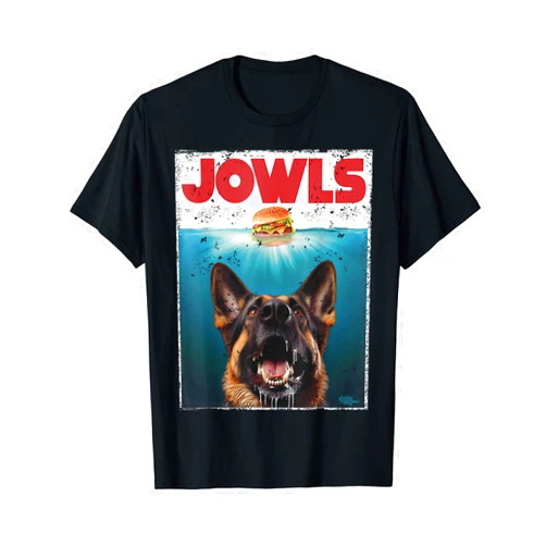 MonsterMuttz Funny German Shepherd Jowls Hamburger, GSG Dog Mom, Dog Dad T-Shirt