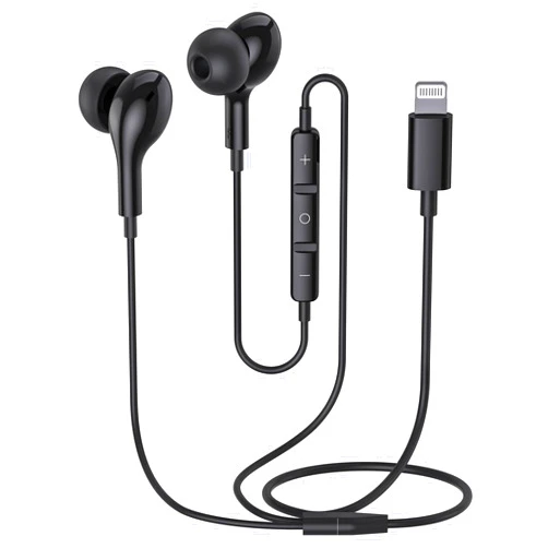 Guguearth Lightning Headphones for iPhone,MFi Certified in-Ear Lightning Earphones for iPhone,Magnetic Earbuds for iPhone with Mic Controller Compatible with iPhone 14 13 12 11 Pro Max XR 8 7 (Black)