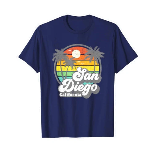 Retro Beach Vacation Summer Quotes Shirts & Gifts Vintage San Diego Beach California Surfing Retro Surf Gift T-Shirt