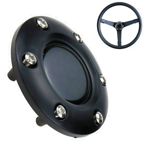 Modengzhe Universal Fit Black Plastic Cover 6-Bolts Steering Wheel Horn Button for Auto Car, 85mm Diameter