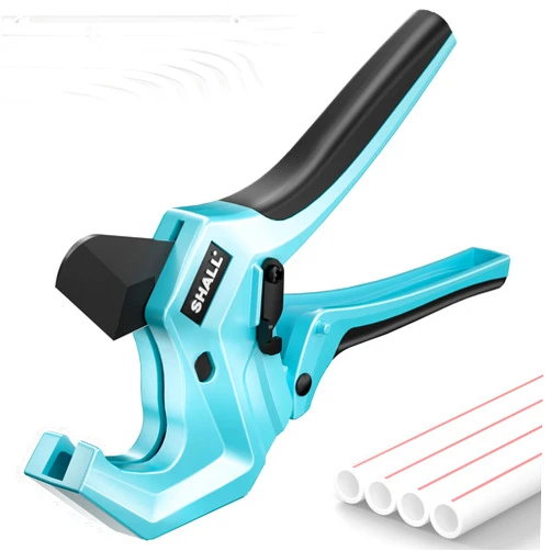 SHALL PVC Pipe Cutter, Cuts up to 2-1/2”, Heavy-Duty Aluminum Ratchet Pipe Cutter Tool for PVC, PPR, PE, PEX, Plastic Hoses & Plumbing Pipes, Fast Pipe Tube Cutters with High Performance SK5 Blade