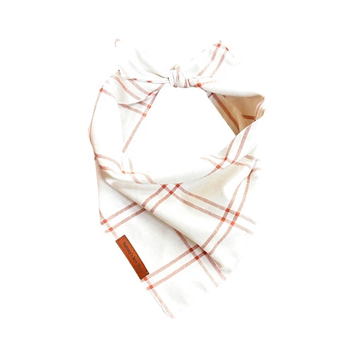 Sammy's Sew Shop Sammy’s Sew Shop Vanilla Cream Check Dog Bandana - Cream Plaid, Tie Back, Premium Upholstery Grade Fabric, Unique Design, Handmade in The USA, Dogs Sizes Small to XLarge (Medium)
