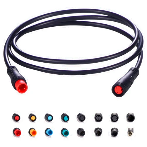 Baluoqi Extension Cable 2Pin/3Pin/4Pin/5Pin/6Pin/8Pin/9Pin Waterproof Plug Female to Male Works for Electric Bicycle Light/Throttle/Ebrake/Display Ebike Parts Extend Wire