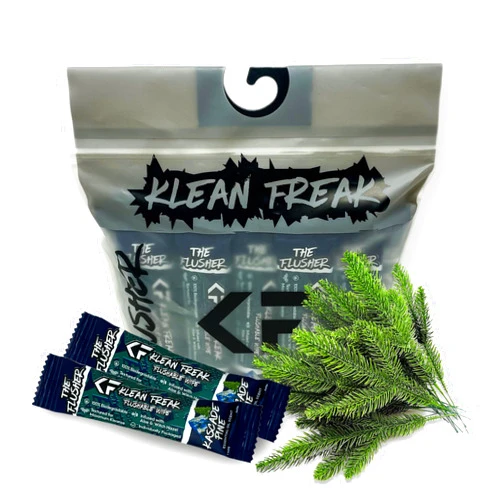 Klean Freak THE KLEAN FREAK FLUSHER - Flushable Wipes For Adults & Kids - 100% BIODEGRADABLE Individual Wrapped Travel WET Wipe for Toilet - Soothing Aloe & Witch Hazel - Alcohol Free 20 Pack - Kascade Pine