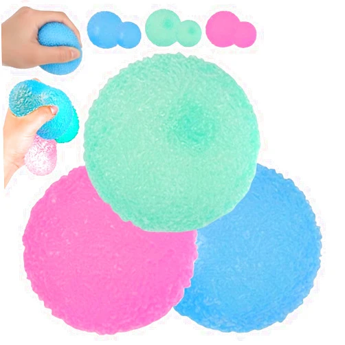 Hvcemi Crystal Mochi Squishy Textured Mini Sugar Ball Stress Anxiety Reliever Maltose Balls Fuzz Crunchy Moldable Jelly Gel Sensory Squish Fidget Squeeze Toy for Kid Adult Party Favors Gift(3MIX,2.4IN)