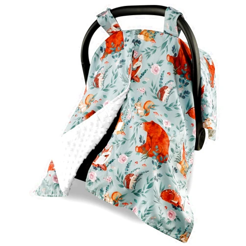 TANOFAR Car Seat Cover Baby, Carseat Covers Baby Boy Girl, Peekaboo Opening Infant Car Seat Cover for Winter, Warm & Cozy, Woodland Animals