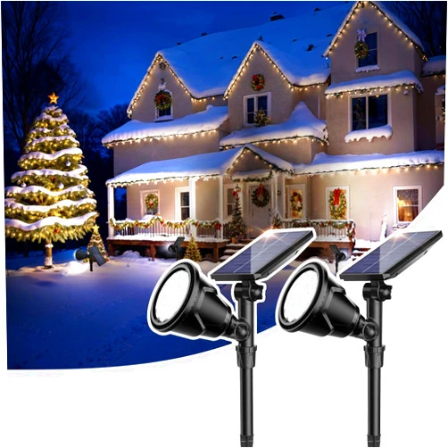 ROSHWEY Solar Spot Lights Outdoor, 600LM Solar Flood Lights Waterproof Solar Spotlight for Driveway Backyard Patio Landscape Deck Garage (Cool White, 2 Pack)