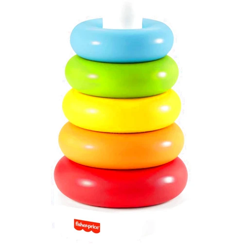 Fisher-Price Baby Stacking Toy Rock-A-Stack Rings with Roly-Poly Base for Ages 6+ Months, Made with Plant-Based Materials