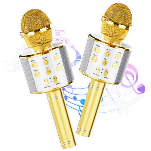 Caymuller Wireless Bluetooth Karaoke Microphone 2 Pack, 4-in-1 Handheld Mic Speaker for Singing, Karaoke Machine for Phone Android PC, Great Birthday Gifts for Girls Kids Adults for Party,Home KTV