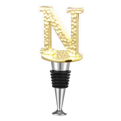 Miicol Wine Bottle Stopper, Prosecco Stopper, Gold Wine Stopper, Personalised Champagne Stopper, Initial Wine Stopper, Funny Prosecco Gift, Wine Lovers Gift, Kitchen Decor, Letter N