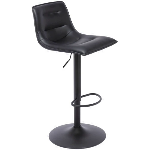 Brage Living Adjustable Bar Stool, Modern PU Leather Swivel Counter Height Barstool with Back, Armless Airlift Curved Bar Chair for Kitchen Dining Cafe, 1 pc (Black, Black Base)