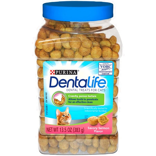 Dentalife Purina DentaLife Made in USA Facilities Cat Dental Treats, Savory Salmon Flavor - 13.5 oz. Canister