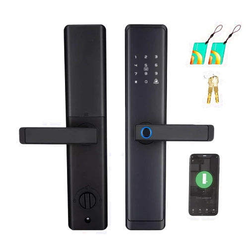Wisuwore Door Lock with Handles and Alarm, WiFi Smart Door Lock, Tuya APP Keyless Entry Door Lock, Door Locks with Keypads, Anti-Peeping Password, Auto Lock & One Touch Unlock