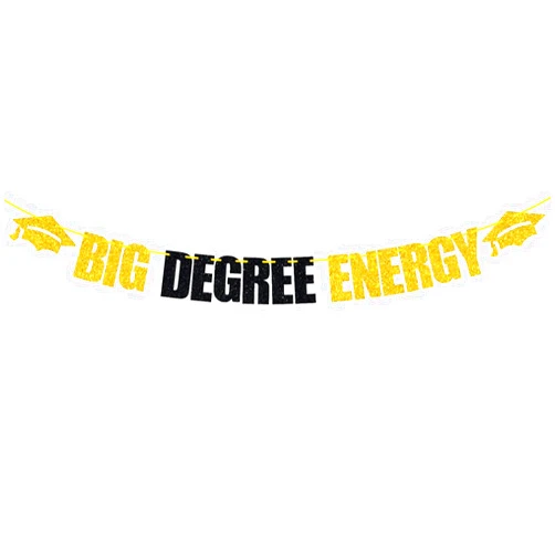 Ferburitar Big Degree Energy Banner, Class of 2024/Congrats Grrad, Bachelor/Master Degree Phd College Graduation Party Decoration Supplies(Black & Gold)