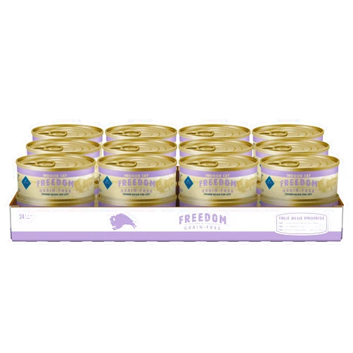 Blue Buffalo Freedom Grain-Free Adult Wet Cat Food, Complete & Balanced Nutrition for Indoor Cats, Made with Natural Ingredients, Chicken Recipe, 5.5-oz. Cans (24 Count)