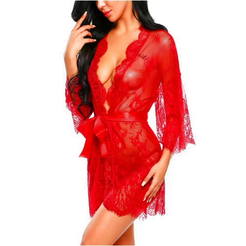 Avidlove Women's Lace Kimono Robe Babydoll Lingerie Mesh Nightgown S-5XL