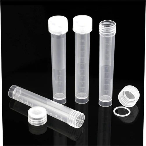 BKMAMLAB 50PCS 10ml Plastic Small Vials with Screw Caps Sample Tubes Cryotubes,PP Material, Free from DNase, RNase, Human DNA