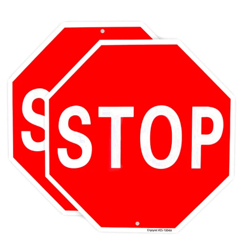 Enjoyist 2-Pack Stop Sign Street Slow Warning Reflective Signs 12