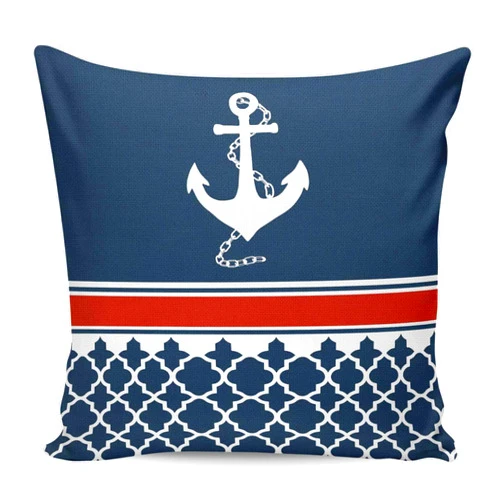 Nimbusmarket Throw Pillow Covers 18x18 Inch, Navy Blue Coastal Decorative Pillow Cases for Couch Sofa Bed, Nautical Ocean Sea Anchor Abstract Art Cotton Linen Square Home Decor Pillowcases with Hidden Zipper
