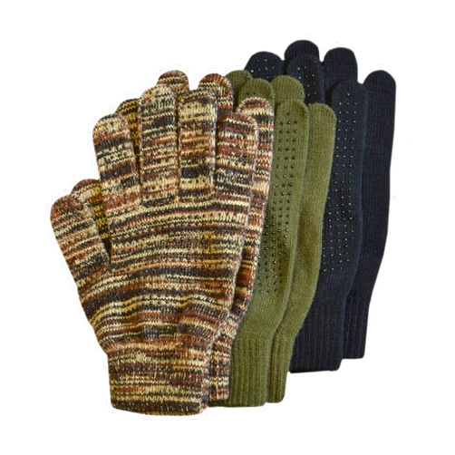 Quietwear Men's 3-Pair Pack Grip Dot Assorted Gloves