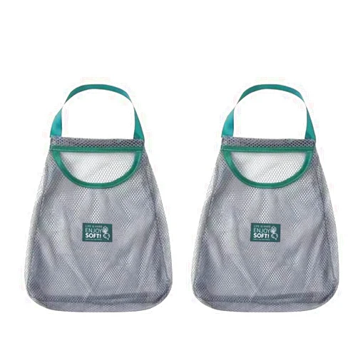 Yingliqi Reusable Hanging Storage Mesh Bags, Breathable Bags for Storage, Kitchen Bag, 2 Packs, Green, Medium
