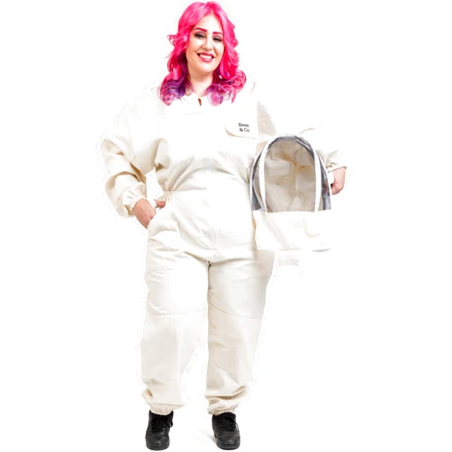 Bees & Co U74P Plus Cotton Beekeeper Suit with Fencing Veil, XS, Natural White