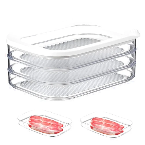 PPB2K Deli Meat Container for Fridge, Bacon Lunch Meat Container for Refrigerator, Meal Prep Containers, Stackable Food Storage Boxes with Lid for Cold Cuts, Salami, Deli, Lunch Meat, BPA Free, 18.6oz