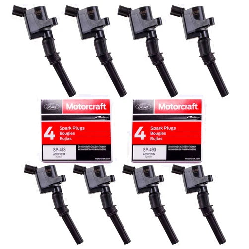 MAS Set of 8 Ignition Coil DG508 and Motorcraft Spark Plug SP493 compatible with Ford Lincoln Mercury 4.6L engines DG457 DG472 DG491 F523 3W7Z12029AA 1L2U12029AA 1L2U12A366A